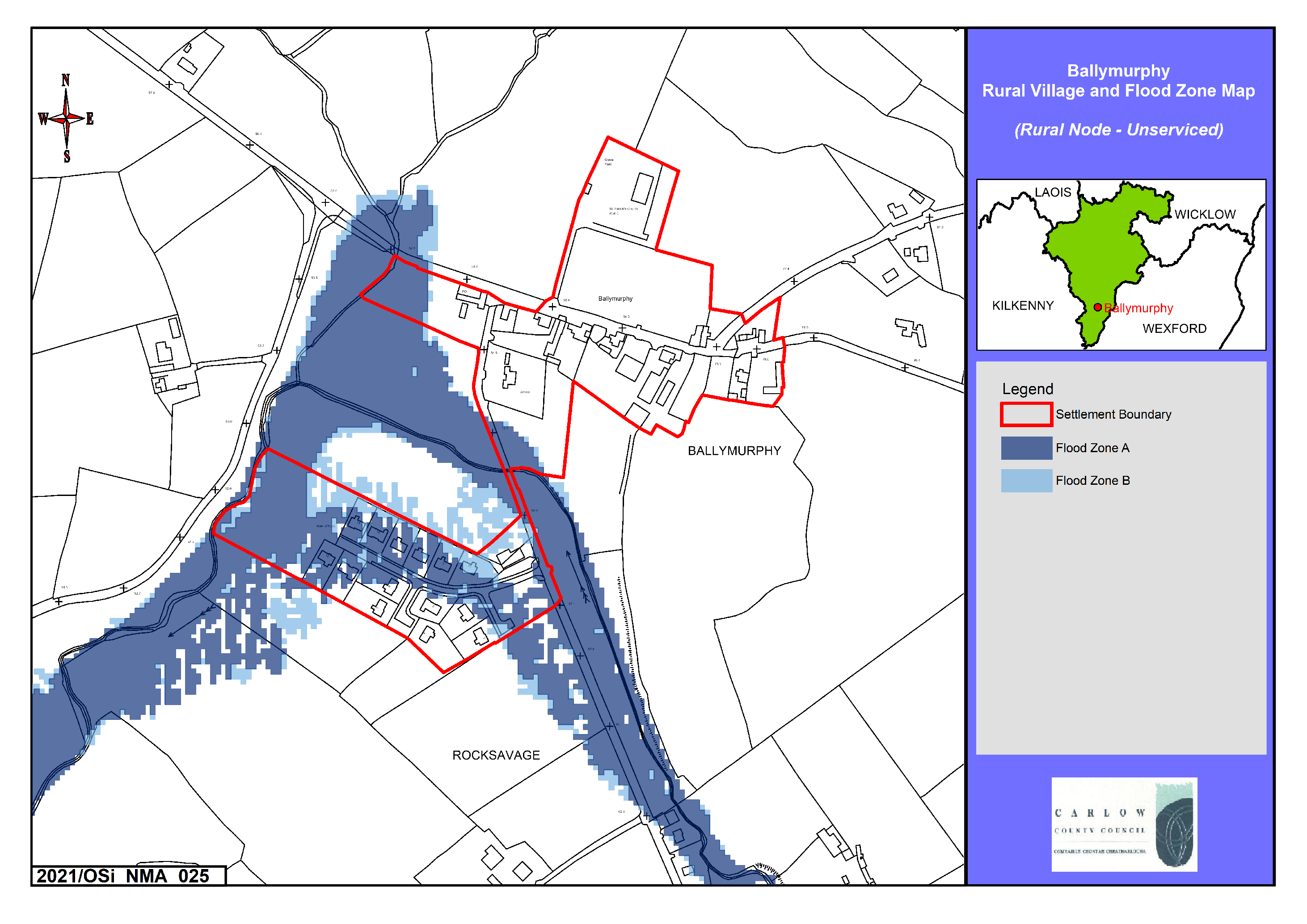Ballymurphy Rural Village and Flood Zone Map
