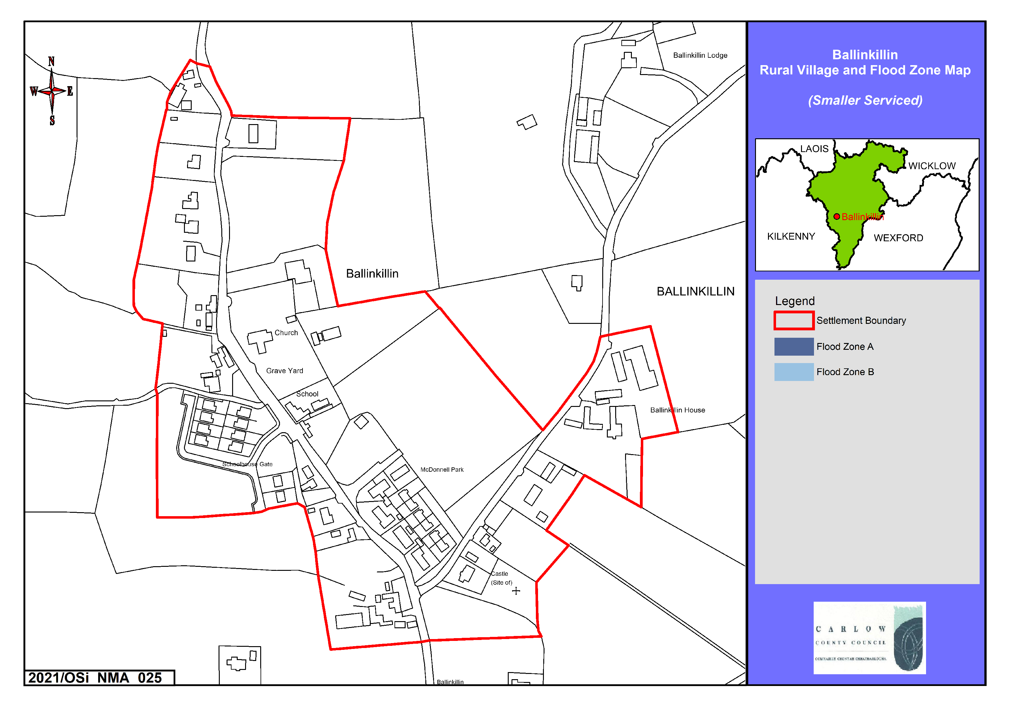 Ballinkillin Rural Village and Flood Zone Map