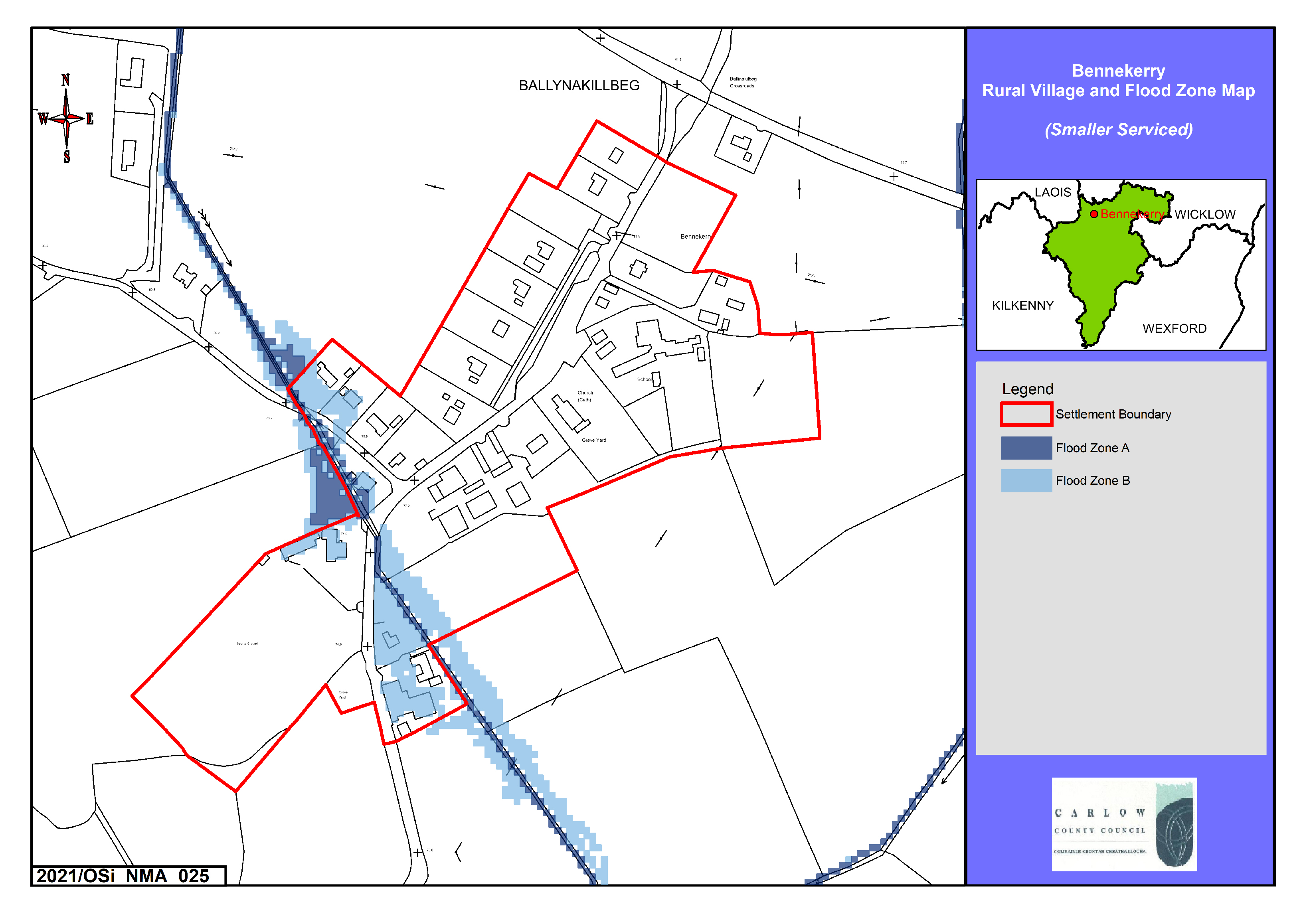 Bennekerry Rural Village and Flood Zone Map