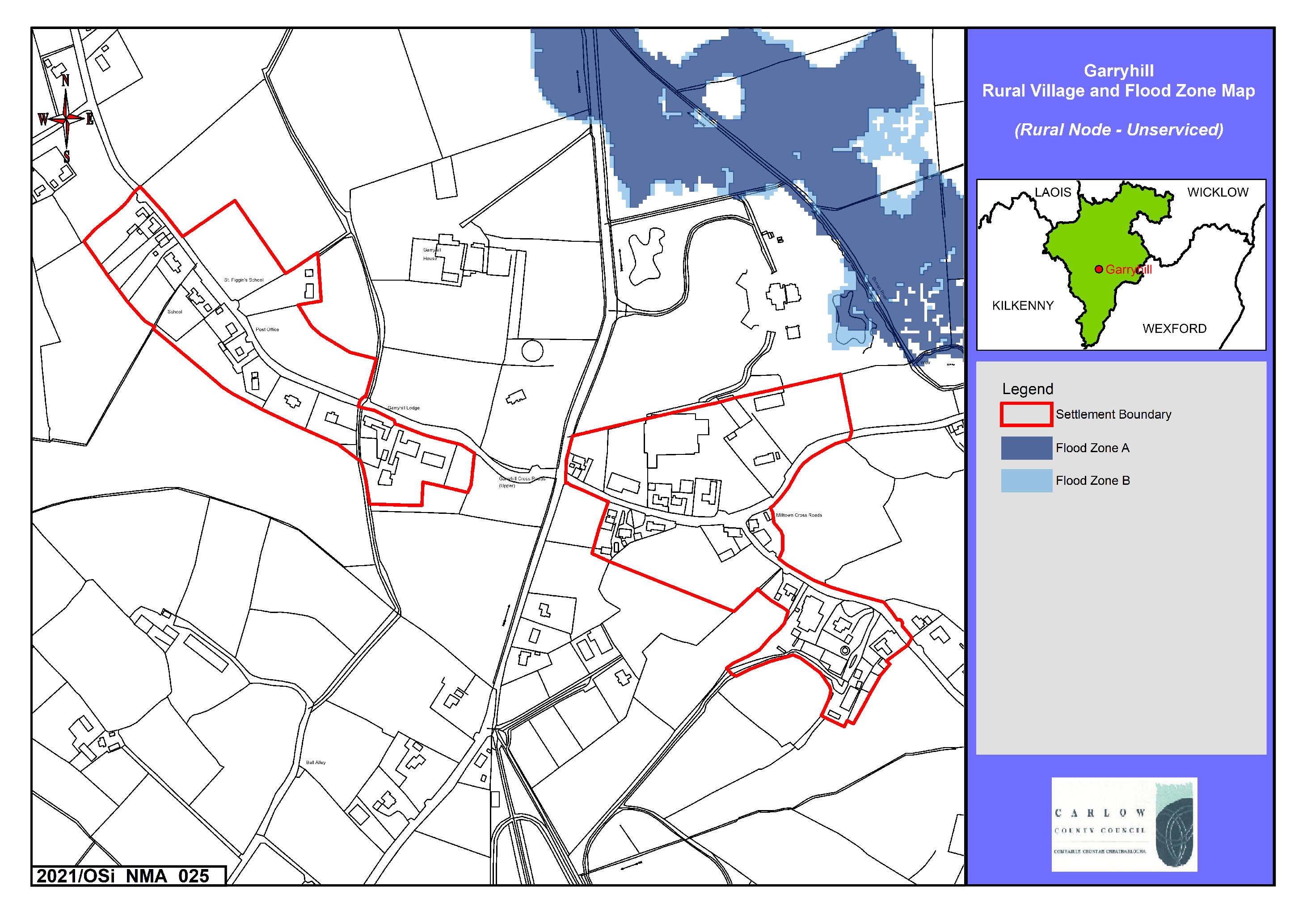 Garyhill Rural Village and Flood Zone Map