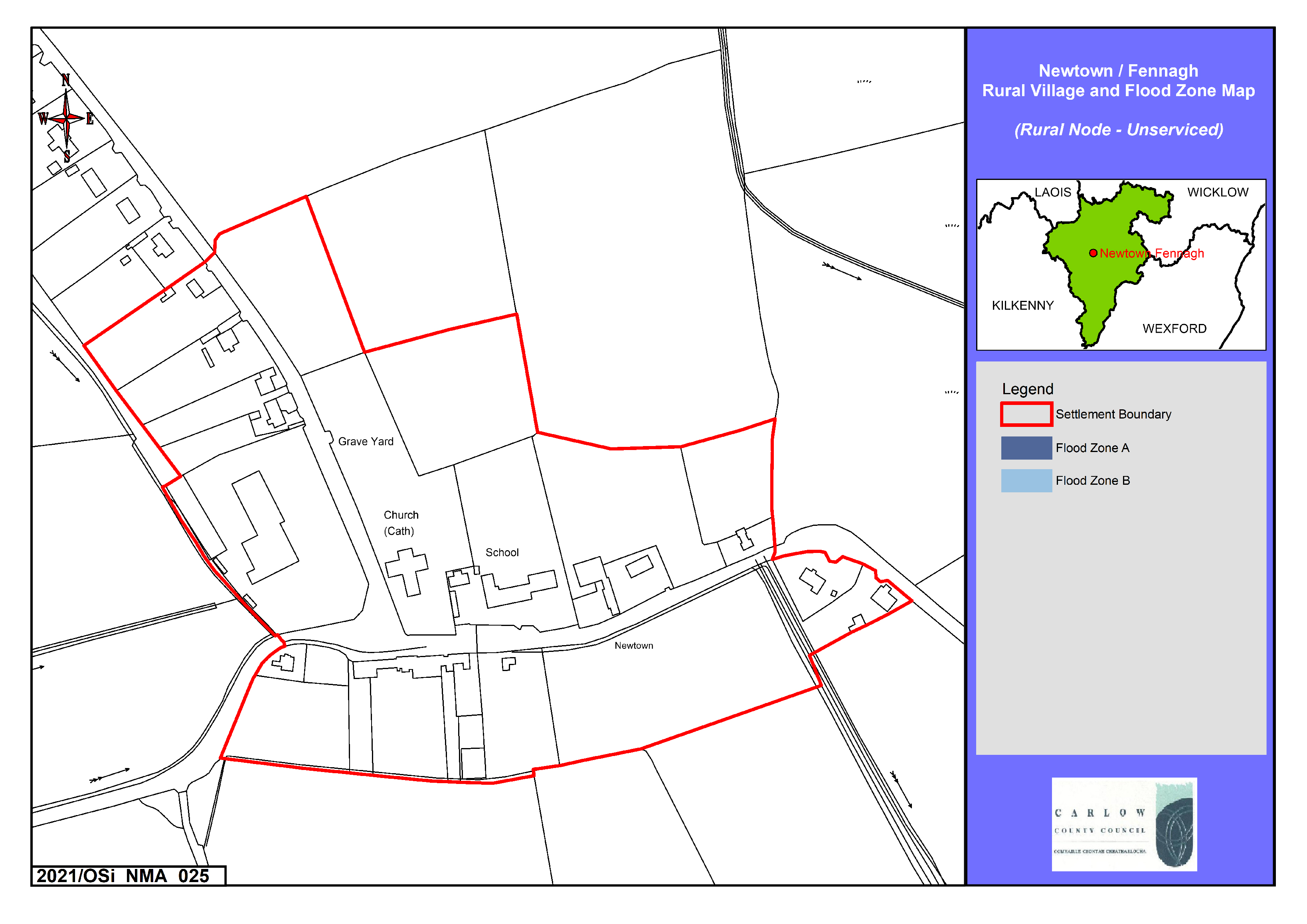 Newtown / Fennagh Rural Village and Flood Zone Map