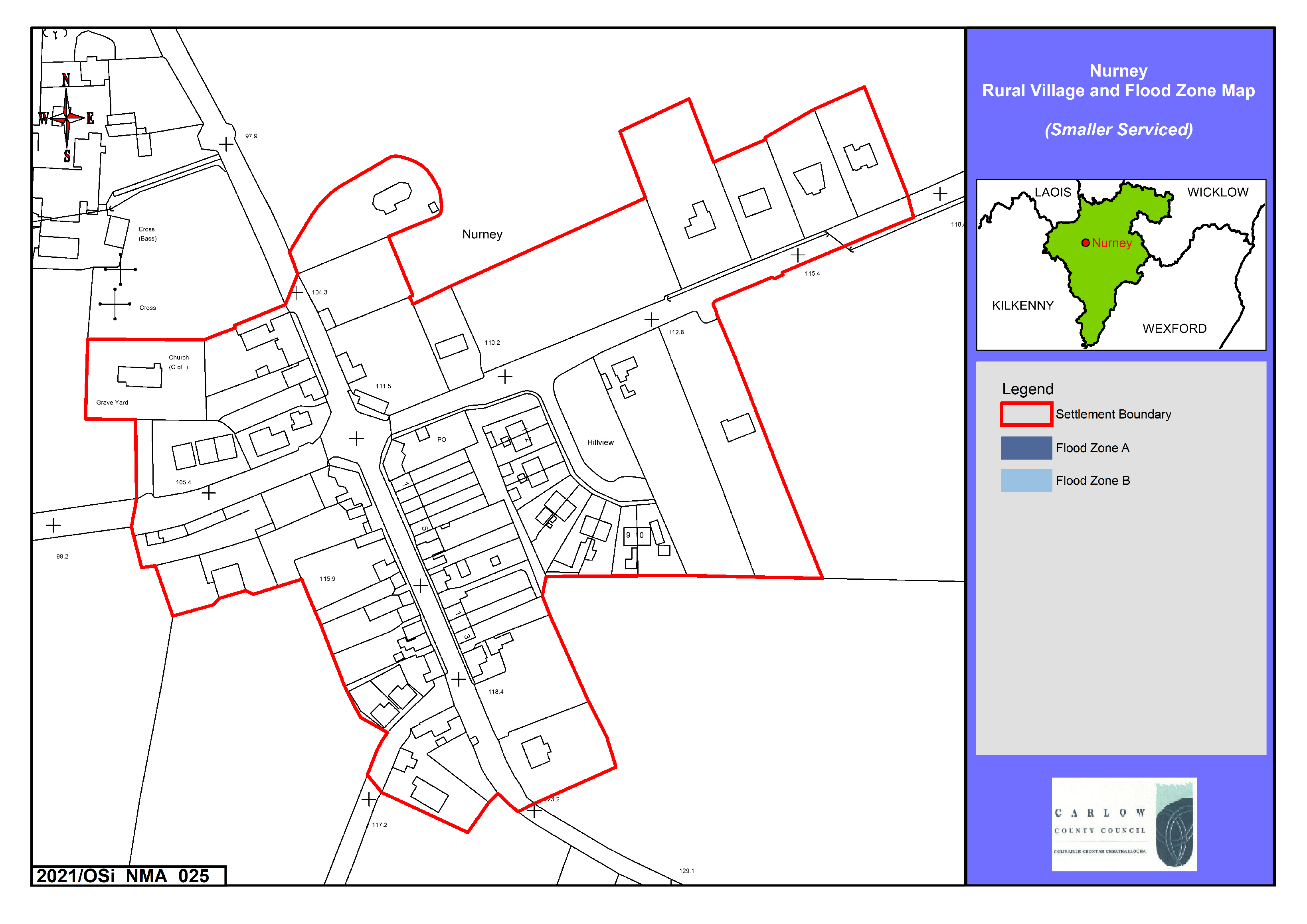 Nurney Rural Village and Flood Zone Map