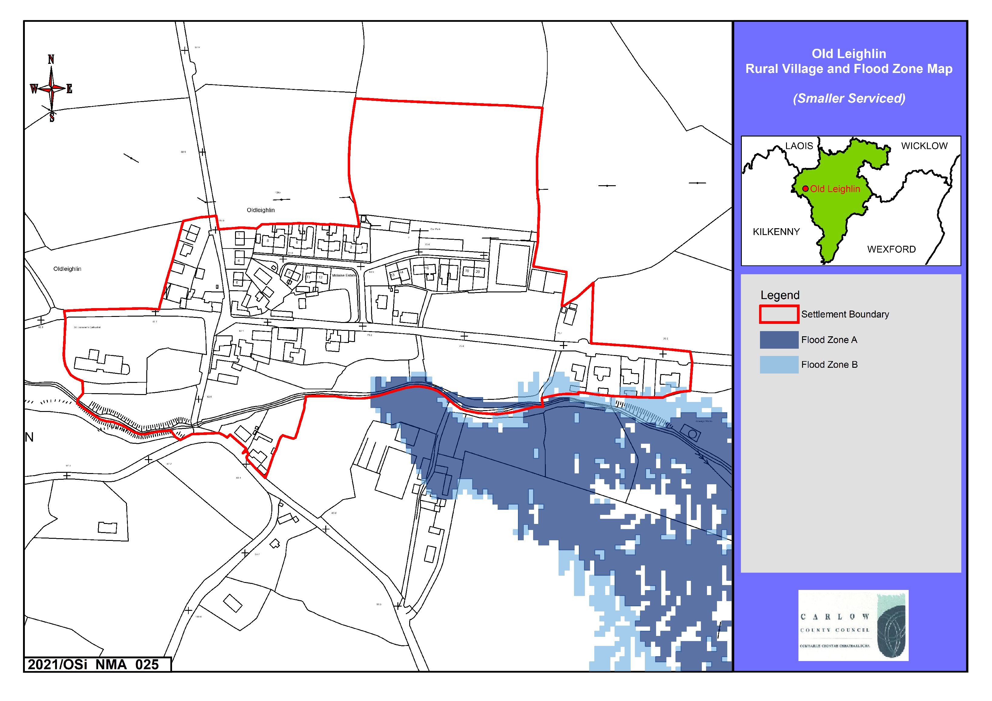 Old Leighlin Rural Village and Flood Zone Map