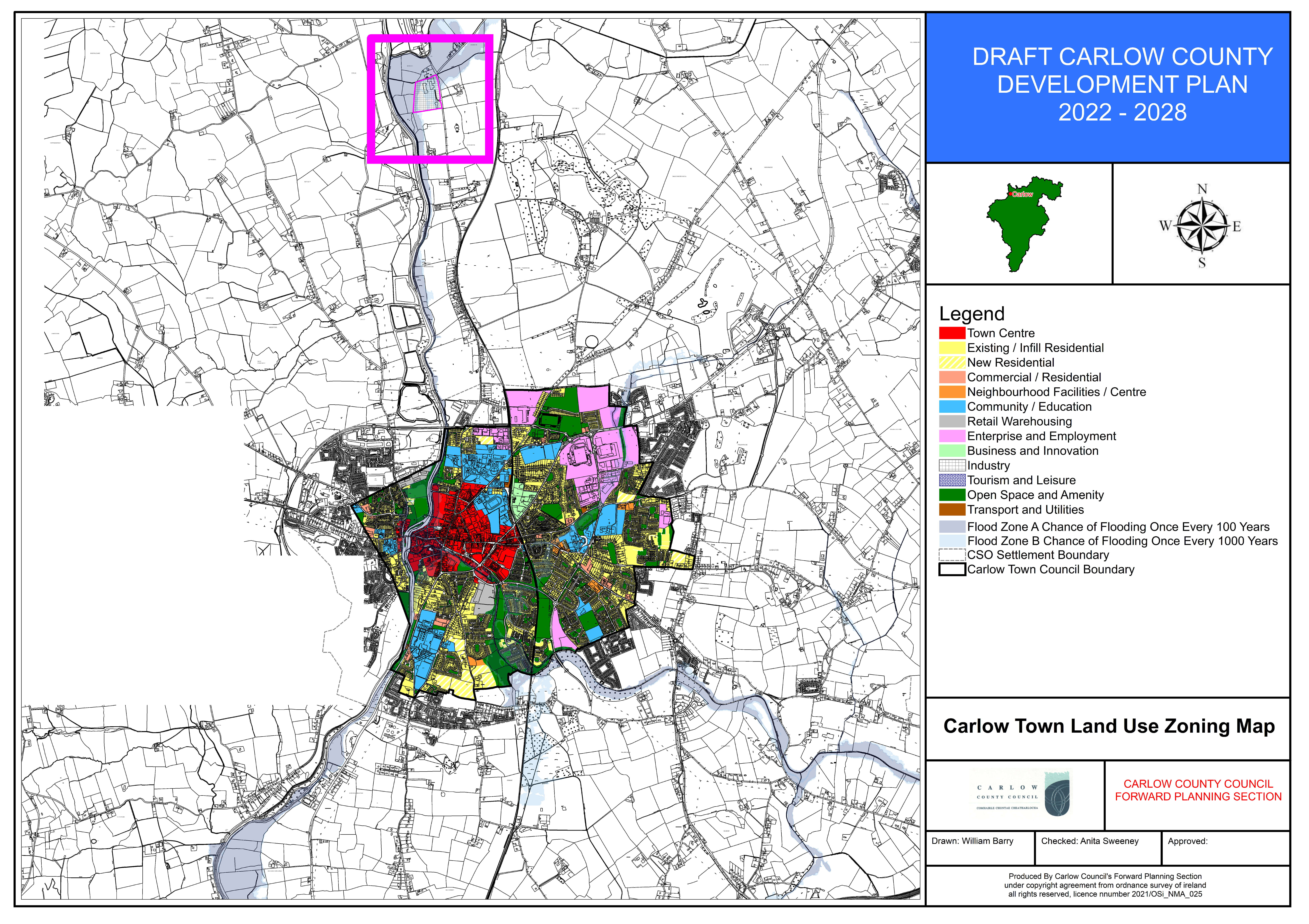 Carlow Town Land Use Zoning Map