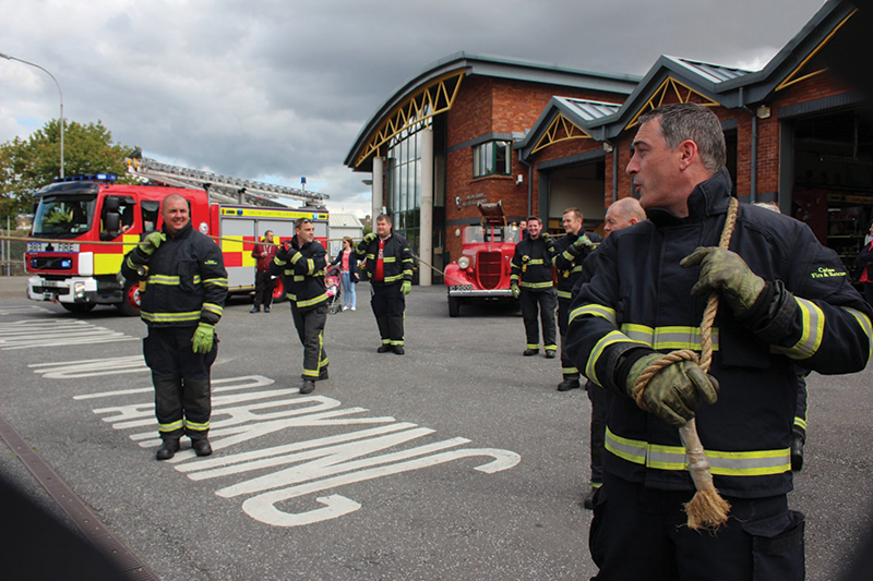 Fire Brigade  in Tug-of-war with Vintage Fire Engine