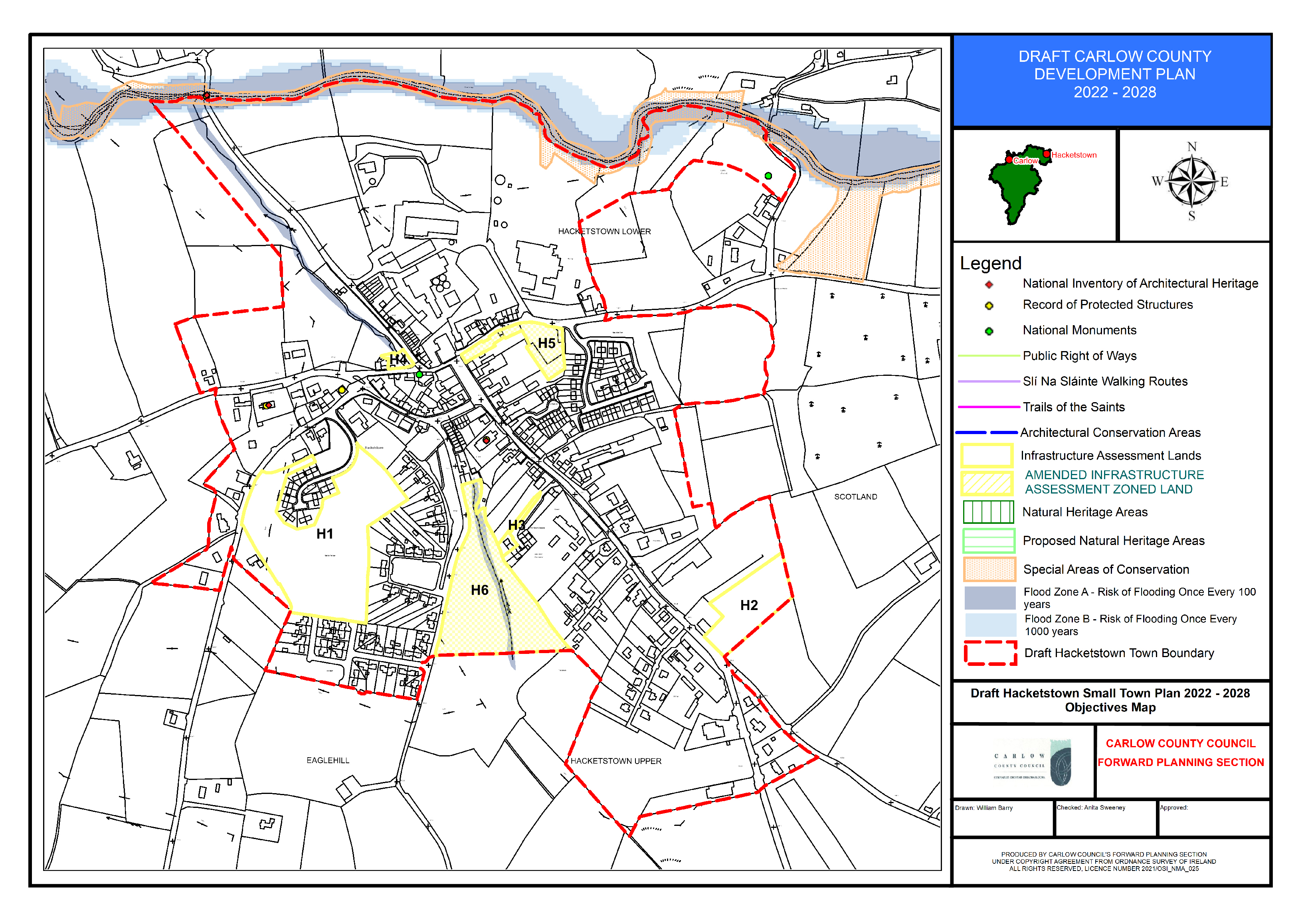 Objectives map: Draft Hacketstown Small Town Plan 2022-2028