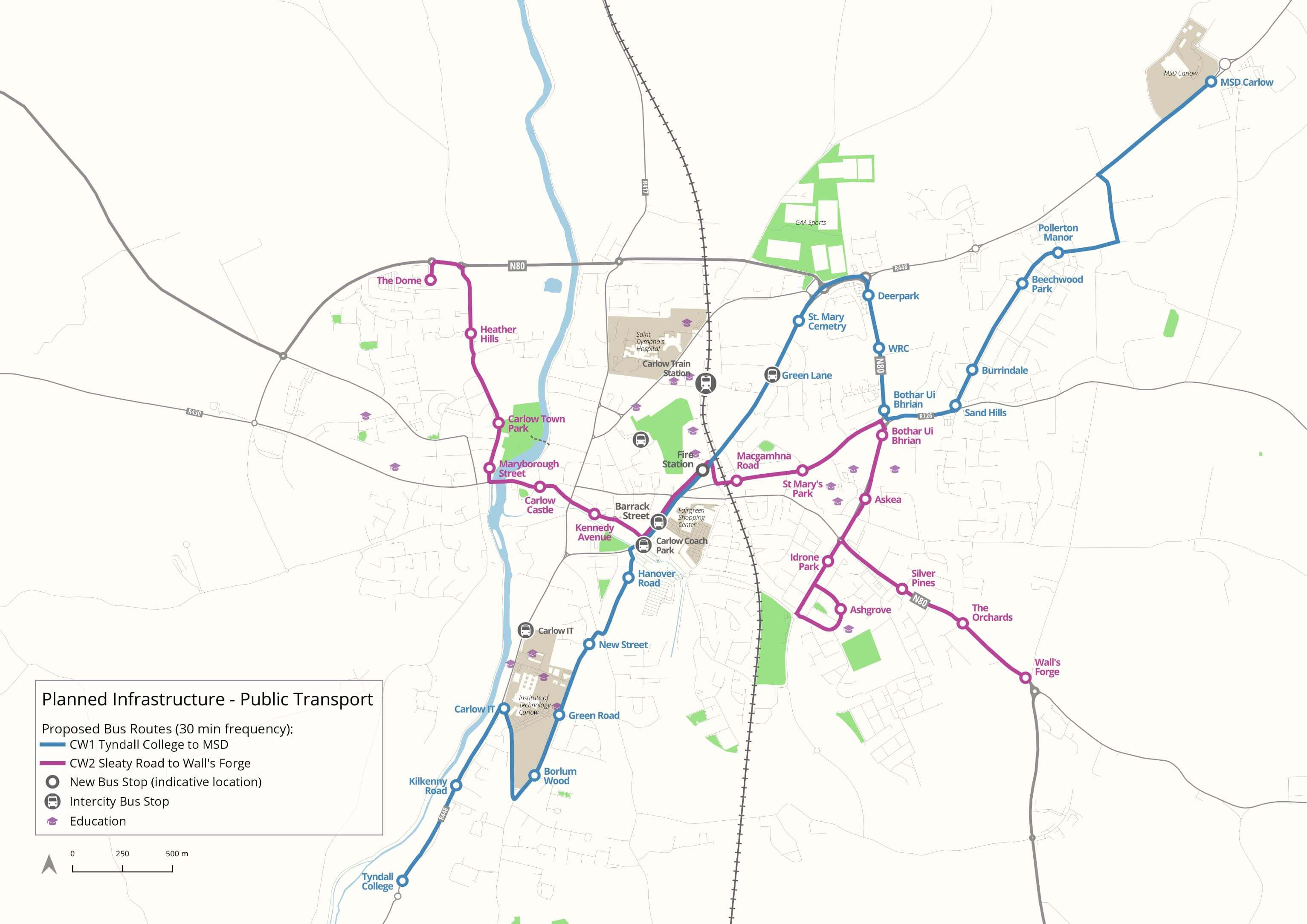 Planned public transport map