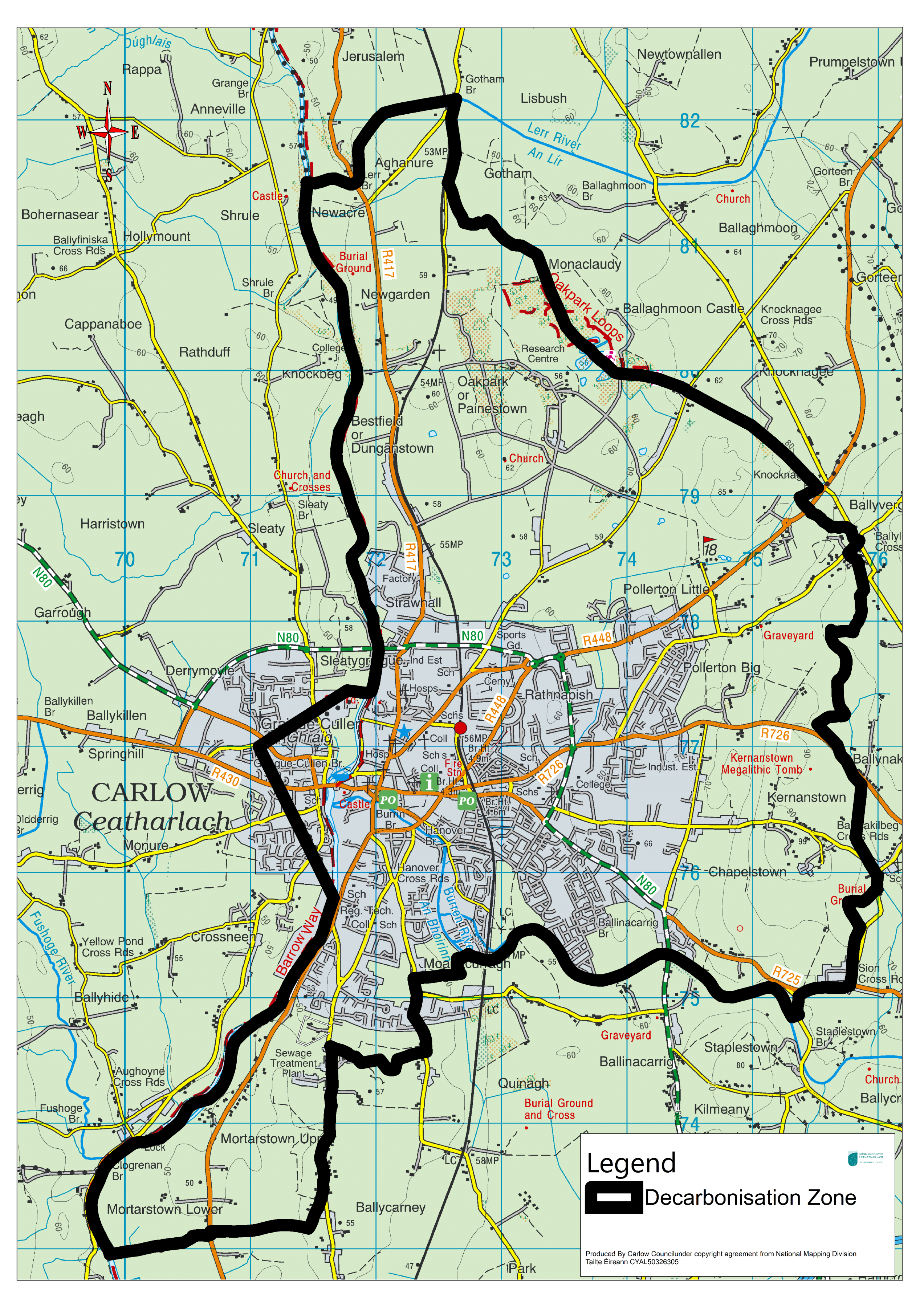 Map 11.1 Carlow Town Decarbonisation Zone